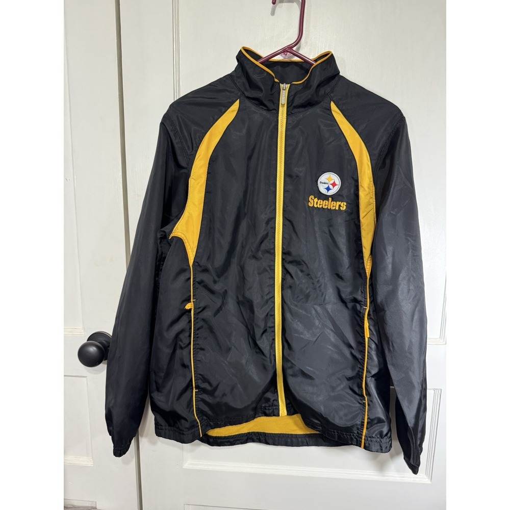 Steelers Jacket Full Zip Size Small NFL Windbreaker Soft Shell Lined